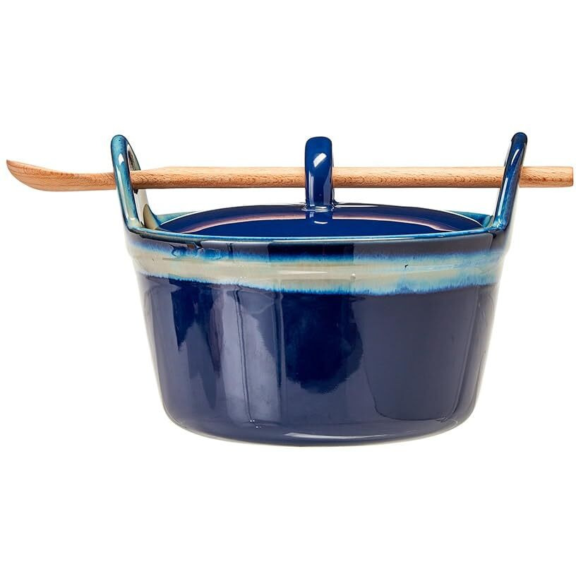 Casserole with Wooden Spoon - Blue