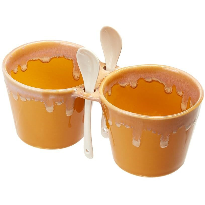 Double Dip Bowls with Spoons - Double Dip Bowls with Spoon Mustard