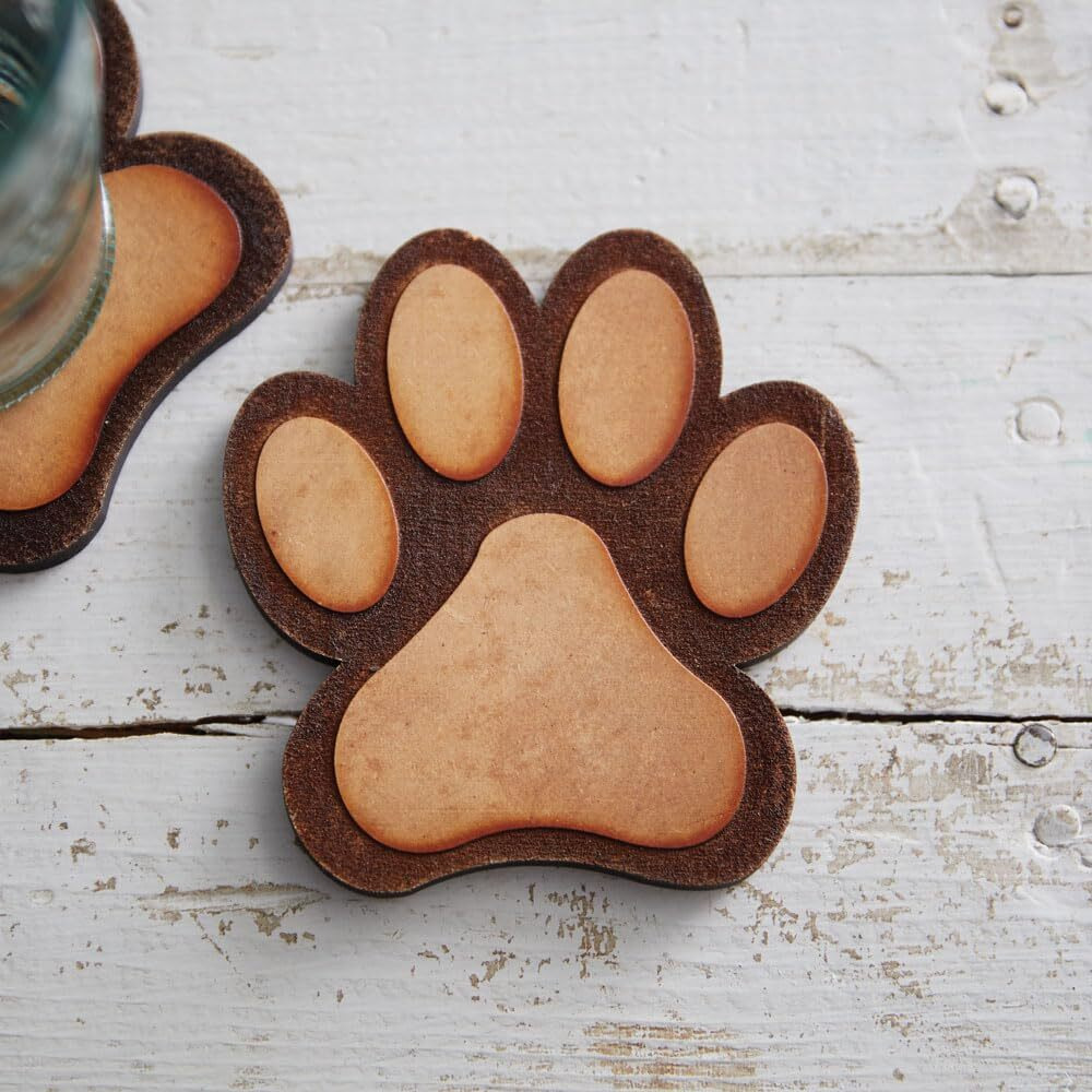 Set of Four Wood Burned Paw Coasters