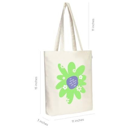 Ecoright Aesthetic Canvas Tote Bag for Women with Zipper, Mothers Day Gift Tote Bag for Women for Beach, Grocery, Daily Use