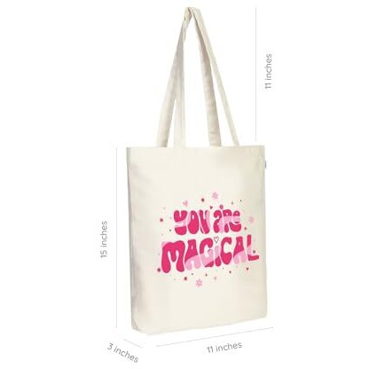 Ecoright Aesthetic Canvas Tote Bag for Women with Zipper, Mothers Day Gift Tote Bag for Women for Beach, Grocery, Daily Use