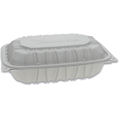 Vented Microwavable Hinged-Lid Takeout Container - 9 x 6 x 2.75 - 1-Compartment - White