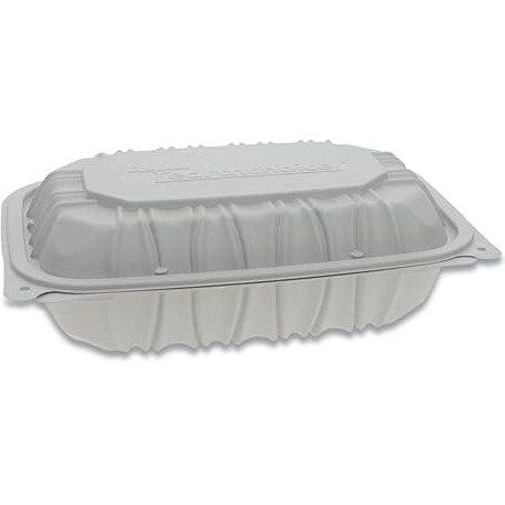 Vented Microwavable Hinged-Lid Takeout Container - 9 x 6 x 2.75 - 1-Compartment - White