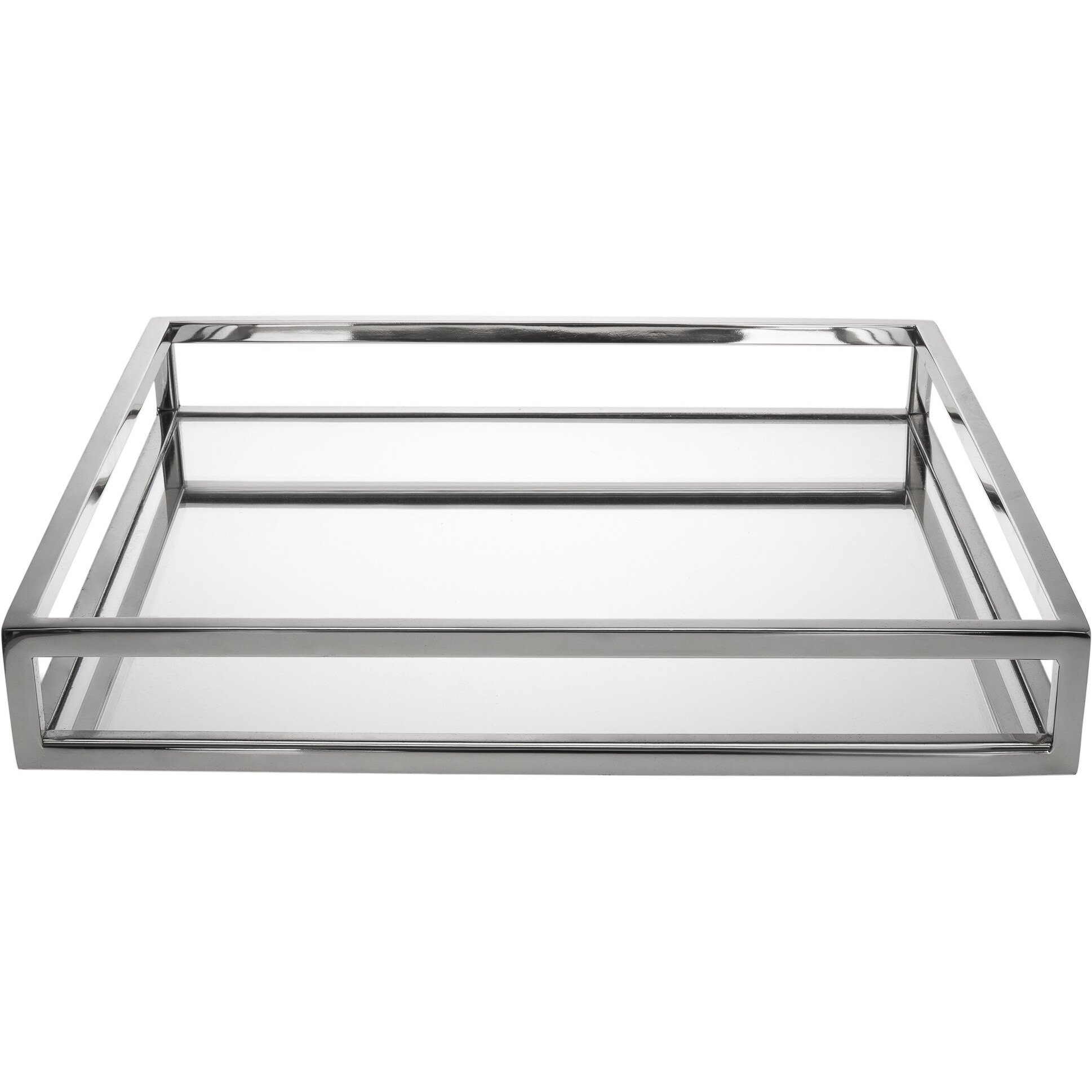 14 White and Silver Square Metal Serving Tray