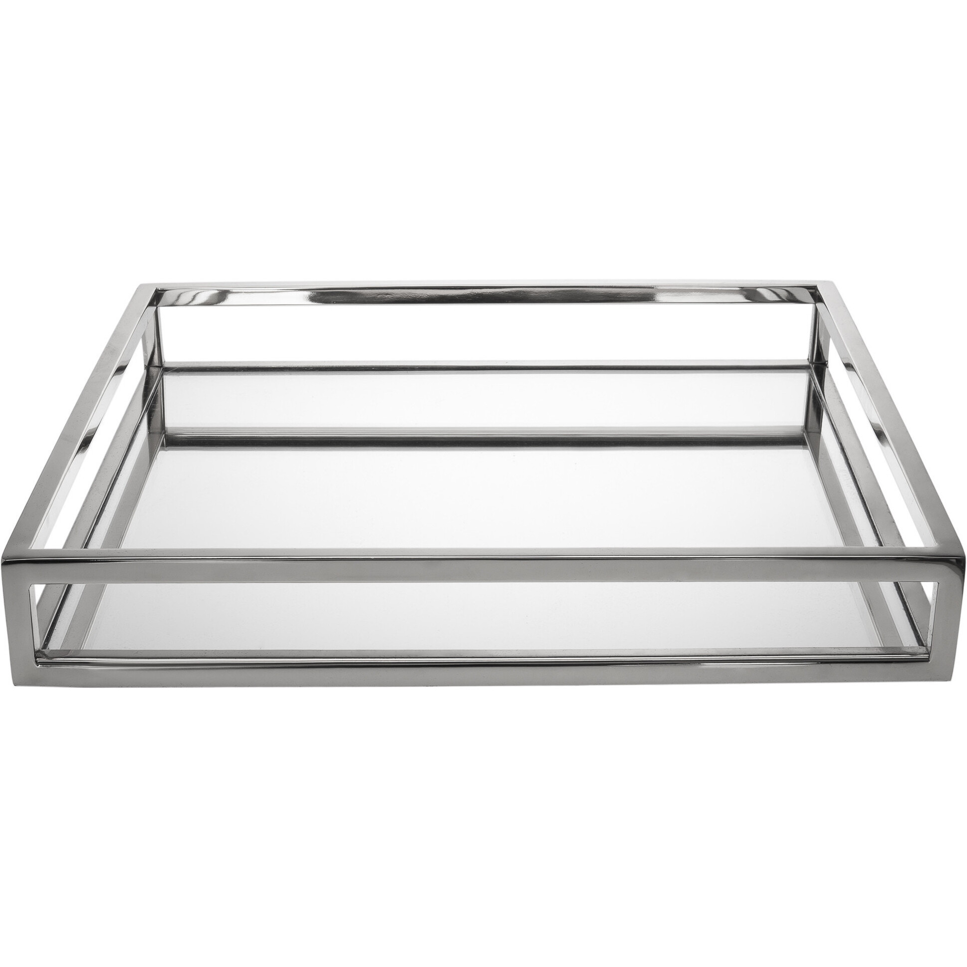 14 White and Silver Square Metal Serving Tray