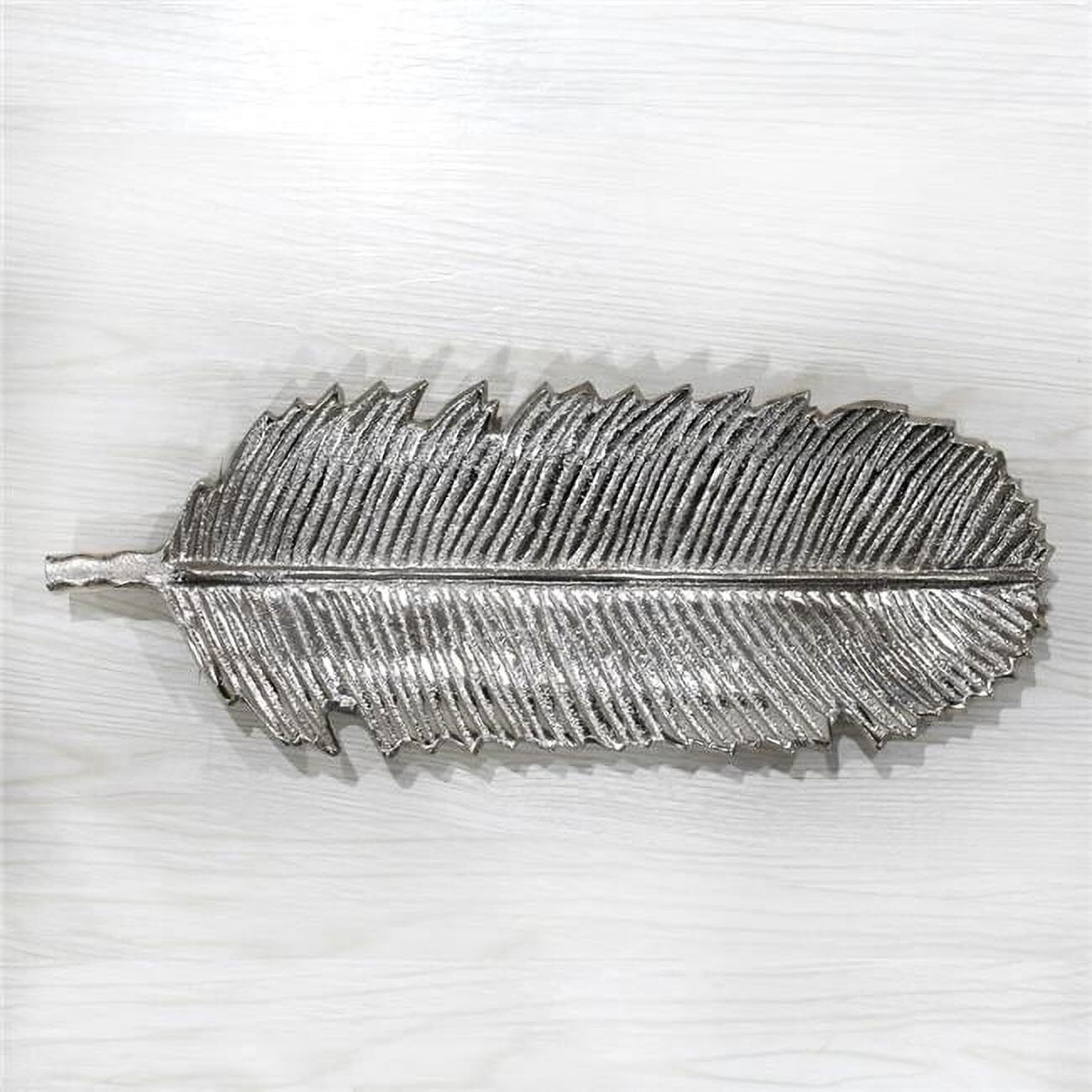 17.99 x 6.29 x 1.18 in. Handmade Silver Coated Decorative Aluminum Tray