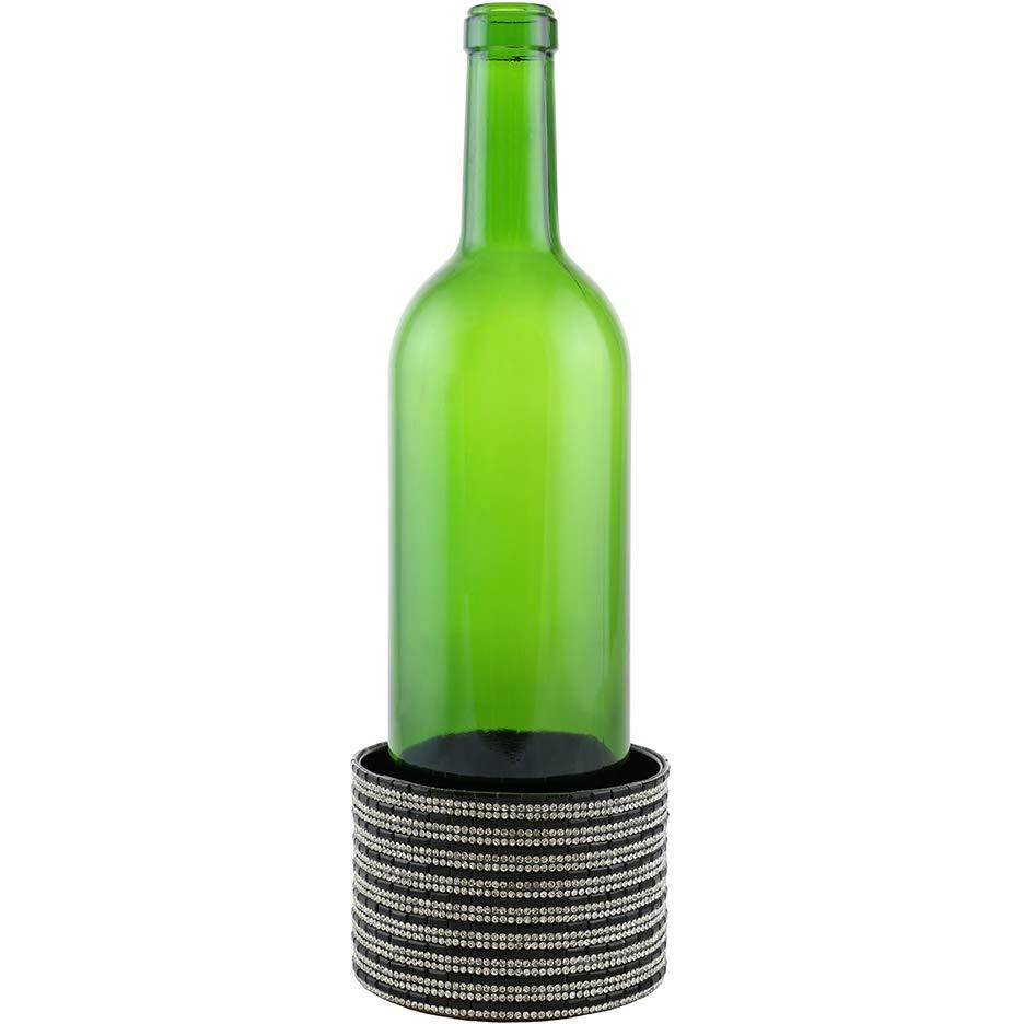 Gold & Black Crystal Strips Decorated Wine Coaster
