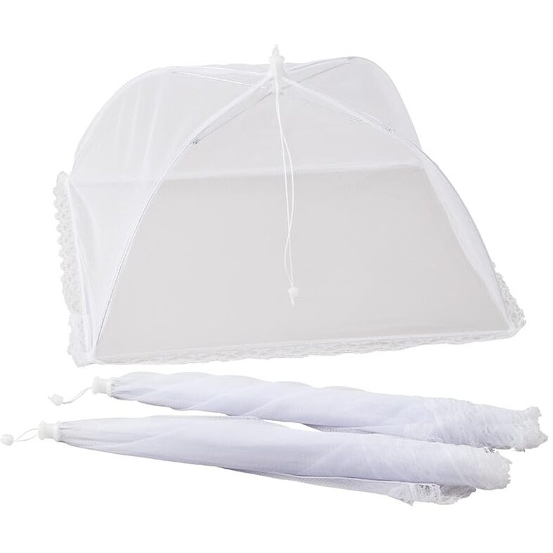 Sets of 3 Mesh Food Covers - White