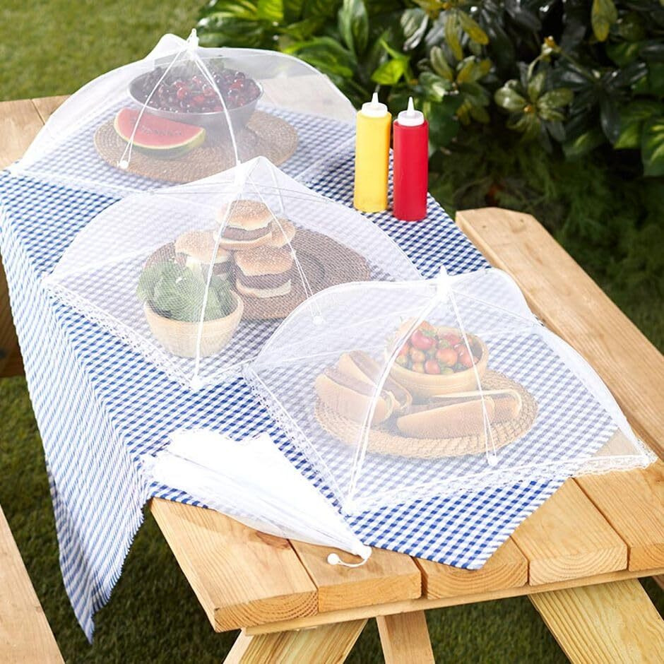 Sets of 3 Mesh Food Covers - White