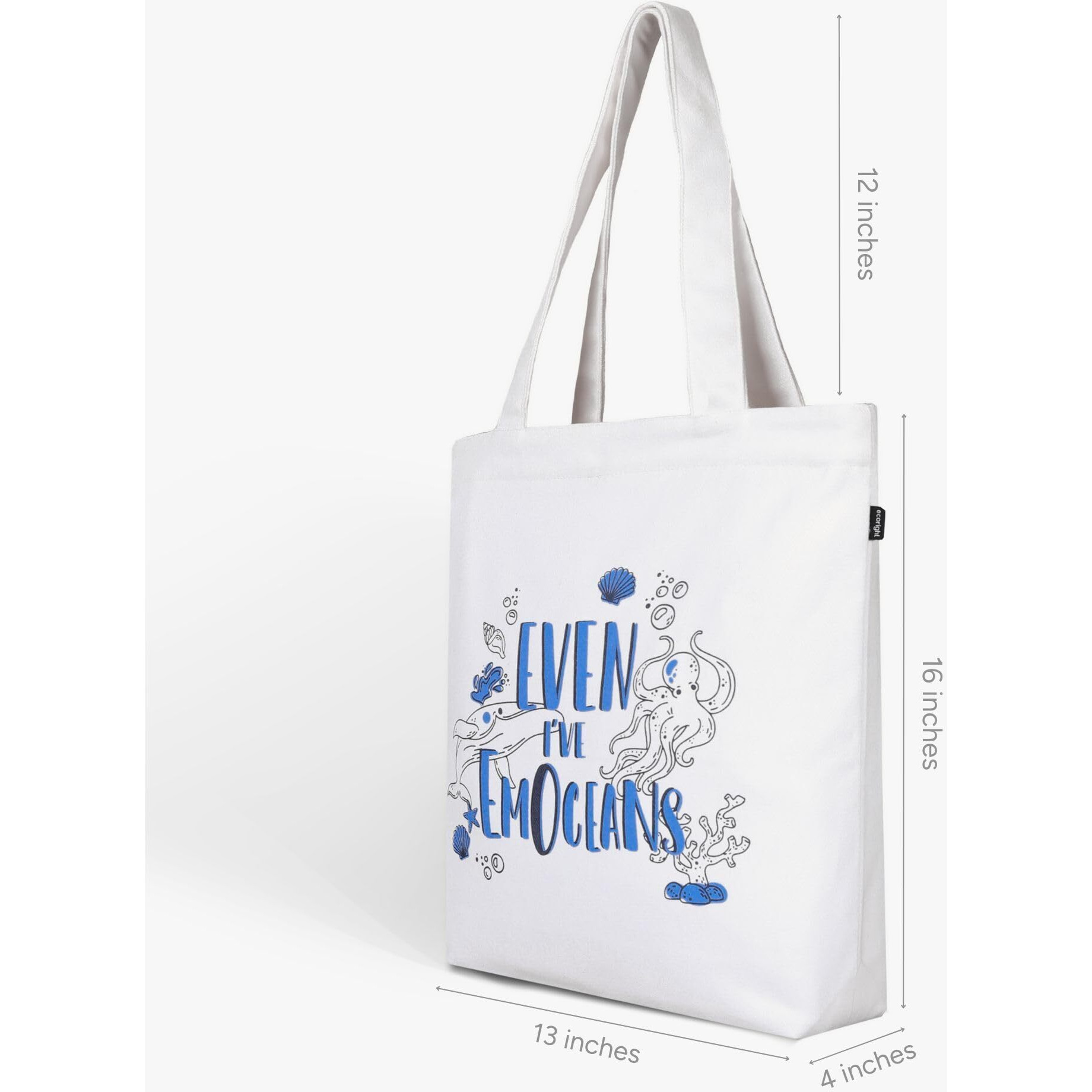 Ecoright Aesthetic Tote Bag for Women, 100% Organic Canvas Tote Bag with Zipper, Premium Tote Bag for Travel, Shopping