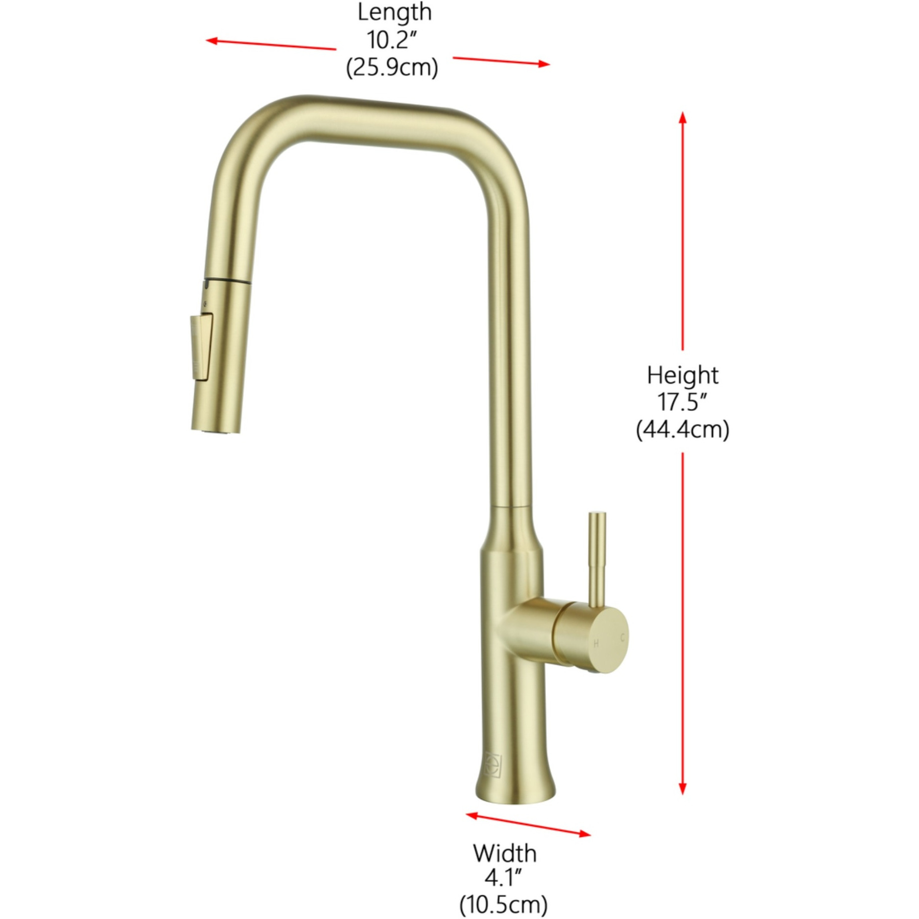 Noor Single Handle Pull Down Sprayer Kitchen Faucet in Brushed Gold