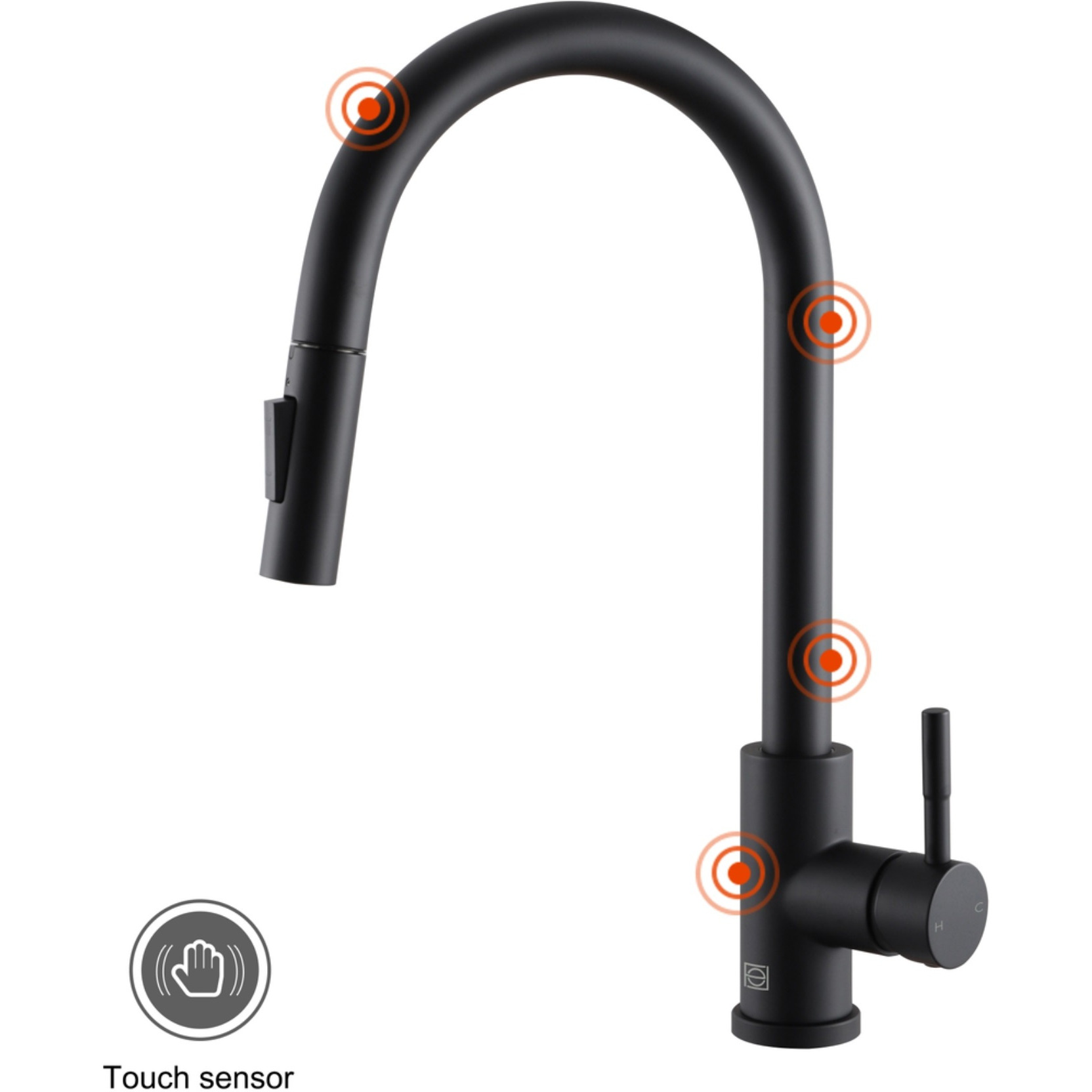Luca Single Handle Pull Down Sprayer Kitchen Faucet with touch sensor in Matte Black