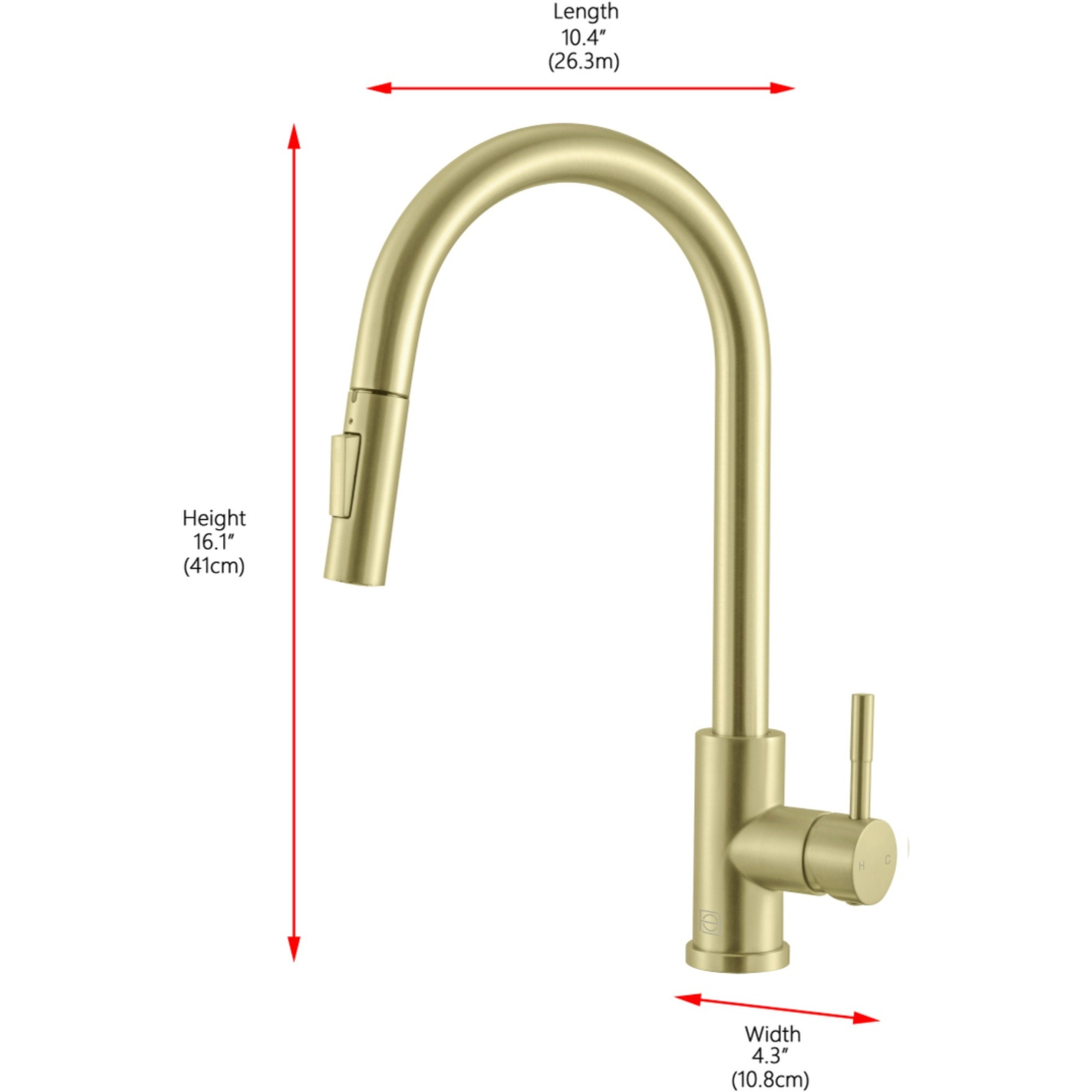 Jack Single Handle Pull Down Sprayer Kitchen Faucet in Brushed Gold