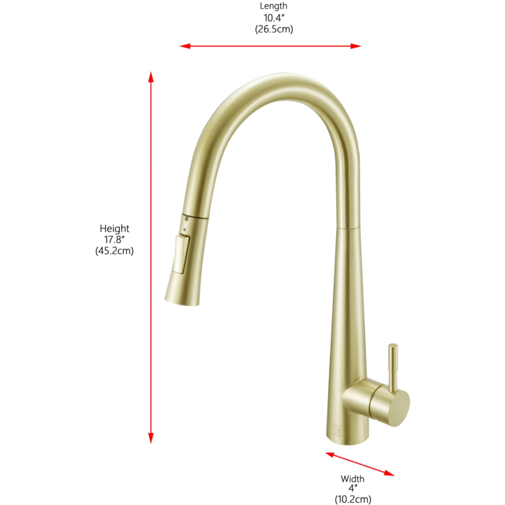Lucas Single Handle Pull Down Sprayer Kitchen Faucet in Brushed Gold