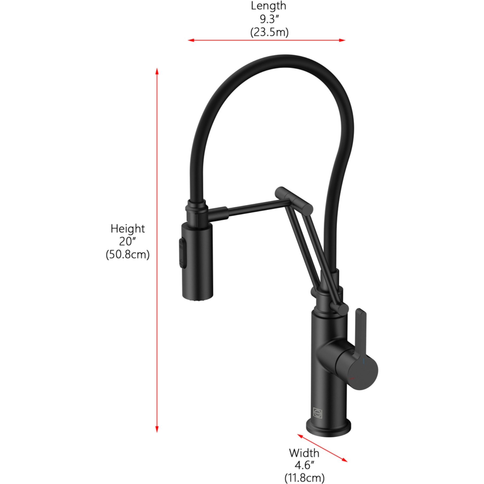 Leonardo Single Handle Pull Down Sprayer Kitchen Faucet in Matte Black