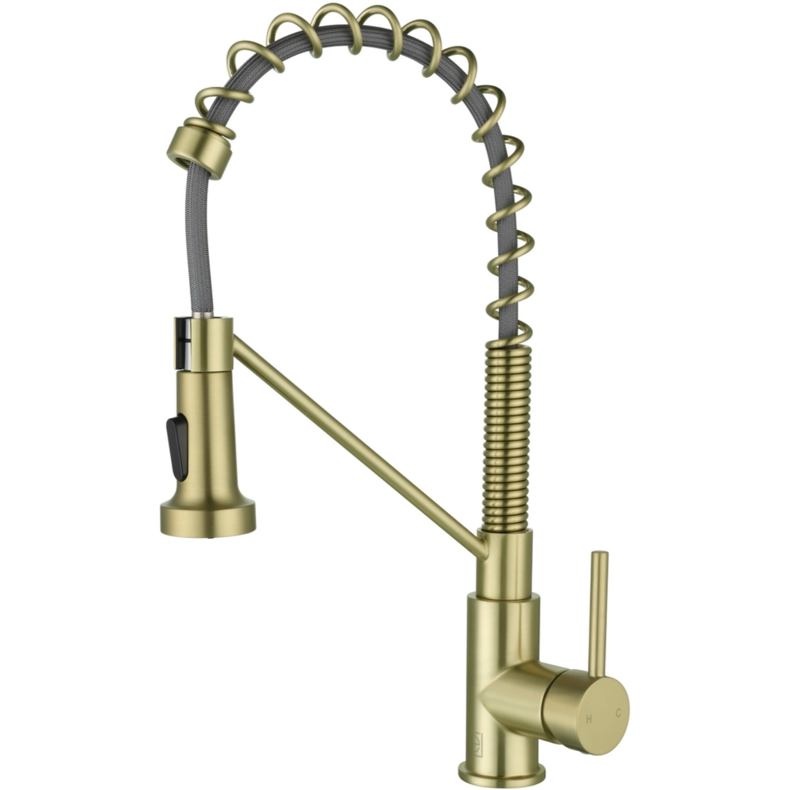 Yara Single Handle Pull Down Sprayer Kitchen Faucet in Brushed Gold