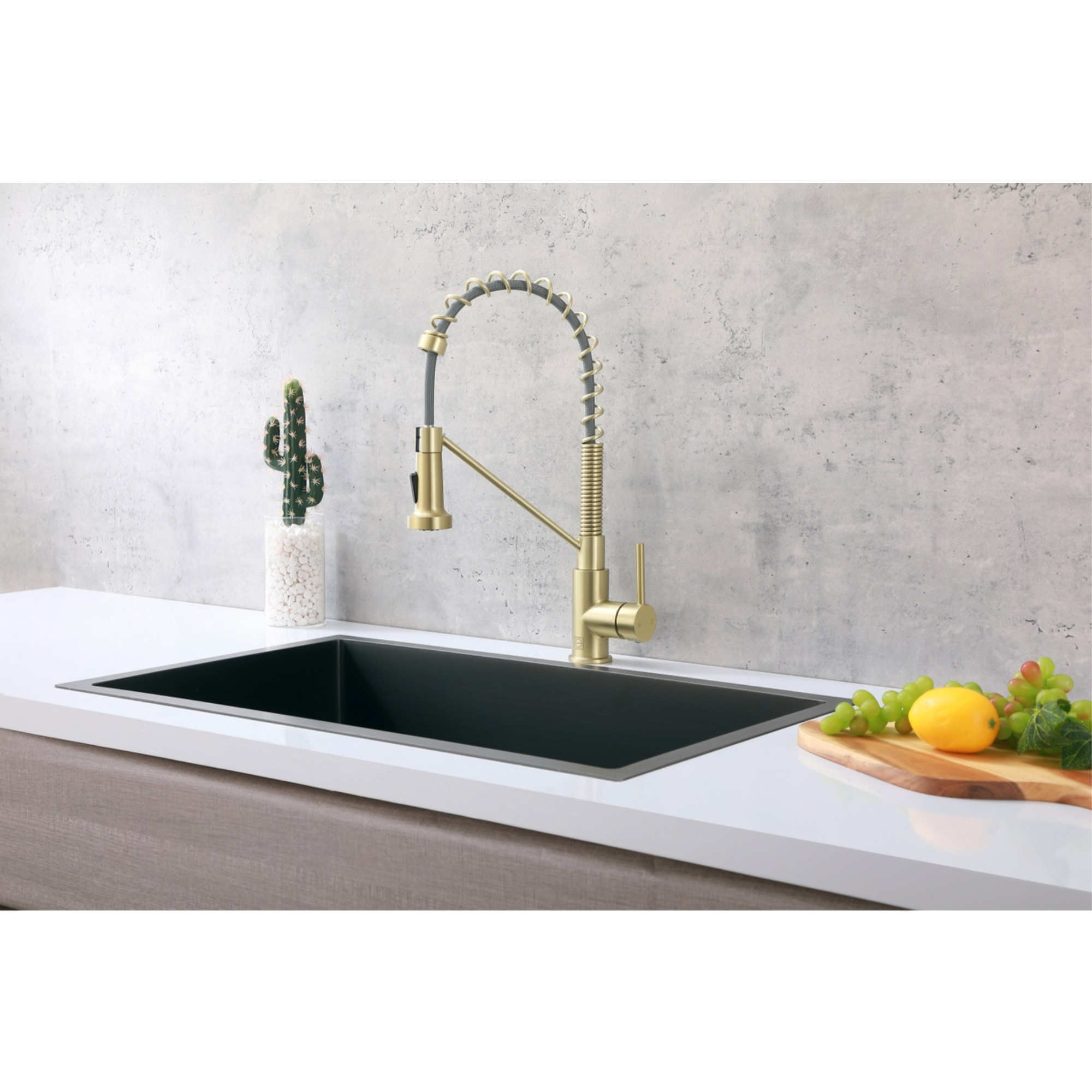 Yara Single Handle Pull Down Sprayer Kitchen Faucet in Brushed Gold