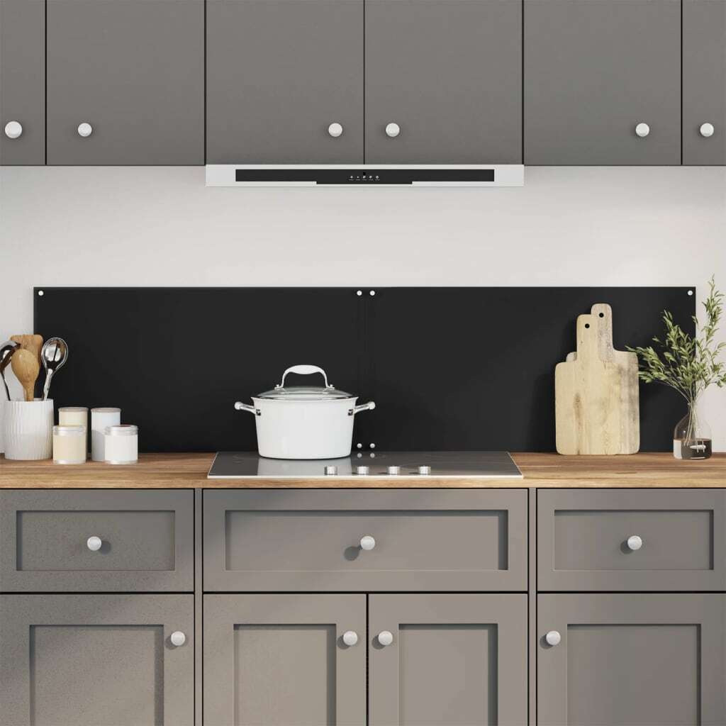 vidaXL Kitchen Backsplashes 2 pcs Black 31.5&quotx19.7" Tempered Glass