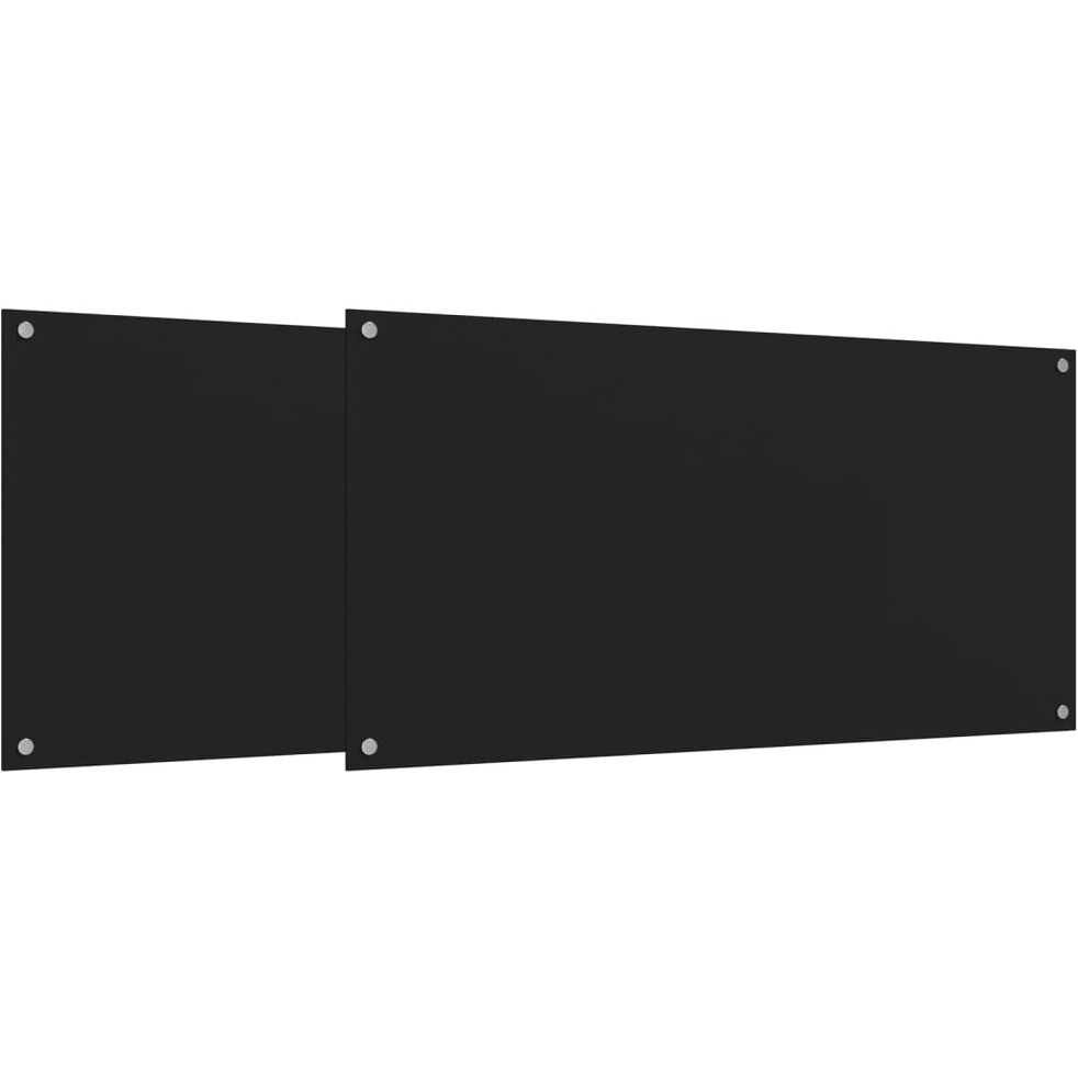 vidaXL Kitchen Backsplashes 2 pcs Black 31.5&quotx19.7" Tempered Glass