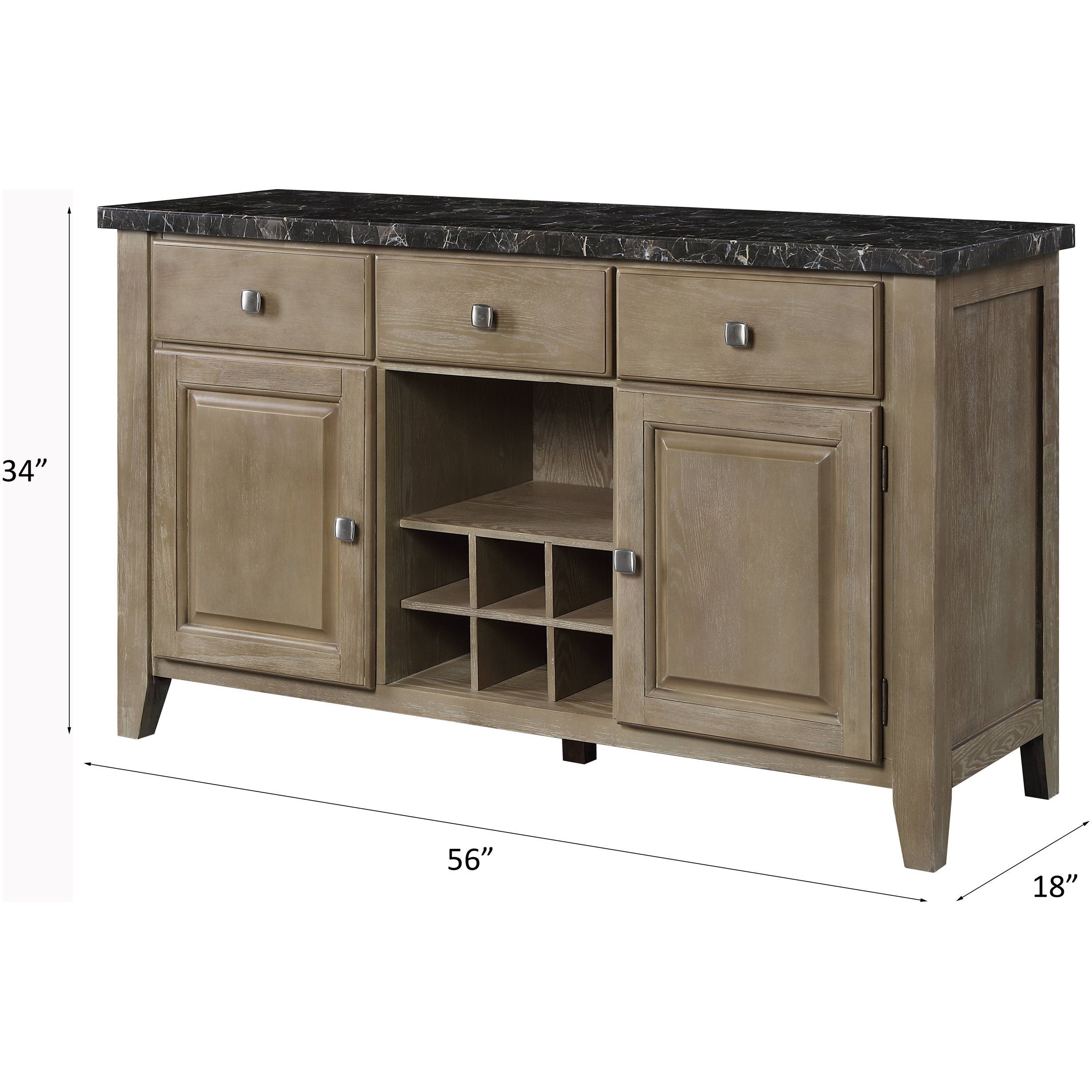 AcME charnell Server in Marble & Oak Finish DN00555(D0102H7JSJ6)