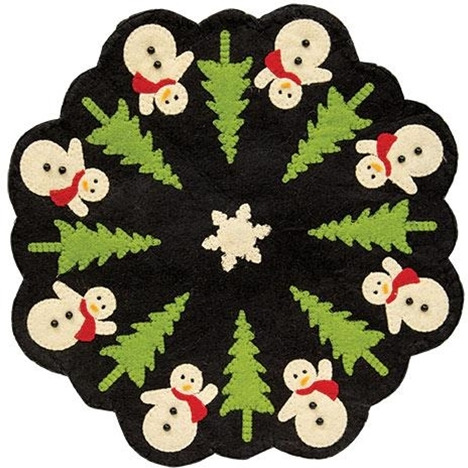 Snowman and Christmas Tree Felt Mat