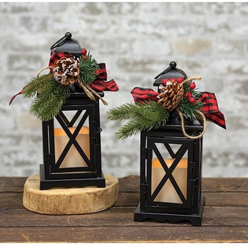 2/Set, Metal Holiday LED Timer Lantern