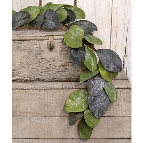 Vintage Glitter Magnolia Leaves Garland, 4ft