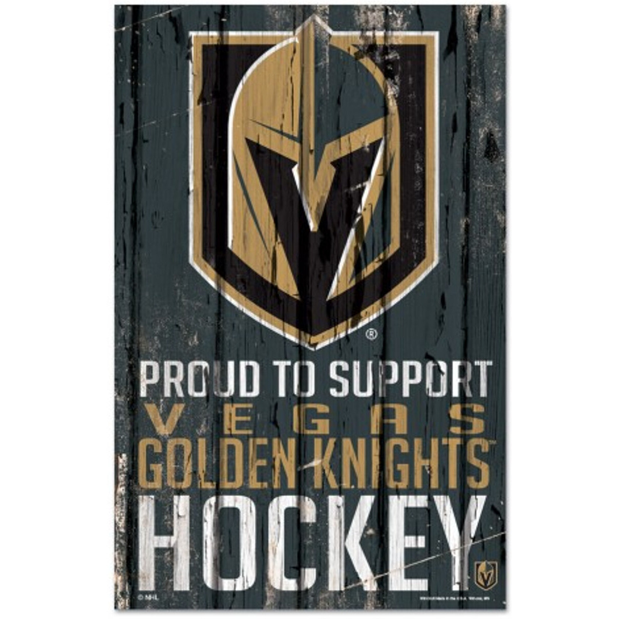 Vegas Golden Knights Sign 11x17 Wood Proud to Support Design