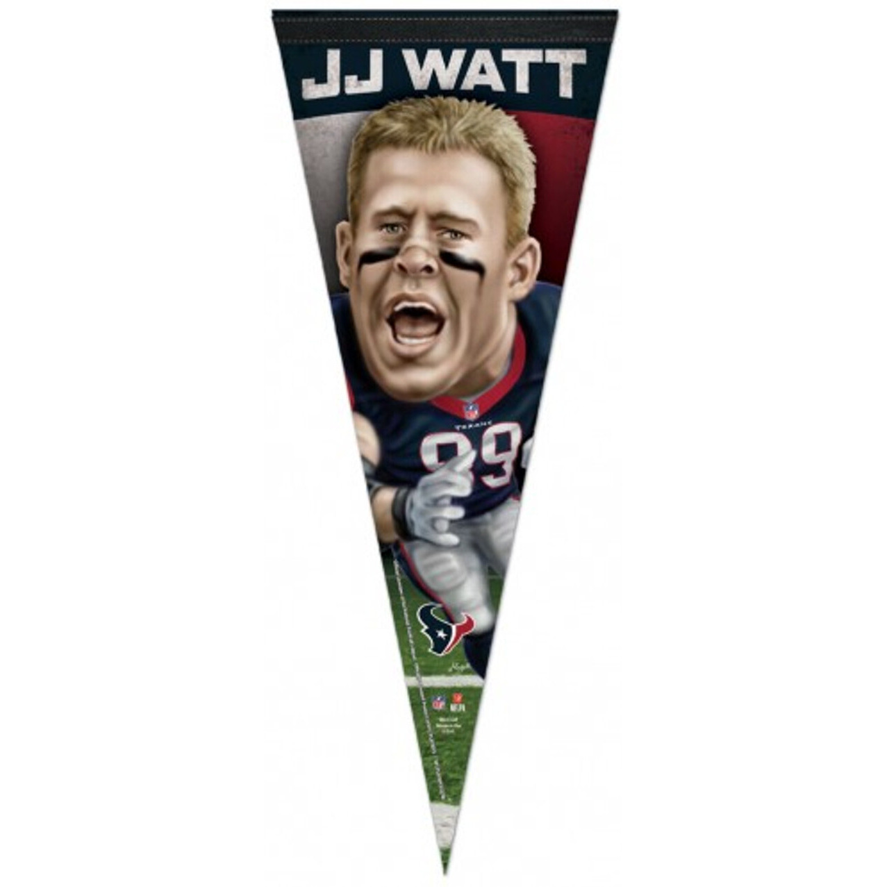 Houston Texans Pennant 12x30 Premium Style J.J. Watt Caricature Design CO
