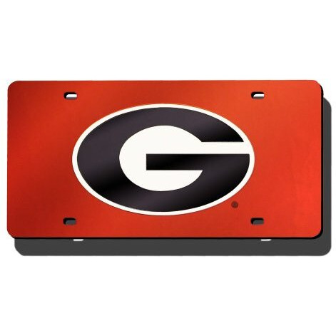 Georgia Bulldogs Red Laser Cut License Plate