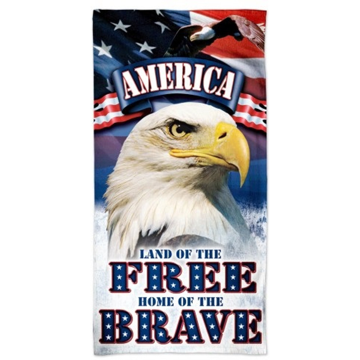 America Towel 30x60 Beach Style Land of the Free Home of the Brave Design - Special Order