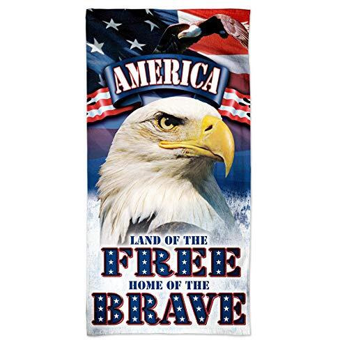 America Towel 30x60 Beach Style Land of the Free Home of the Brave Design - Special Order
