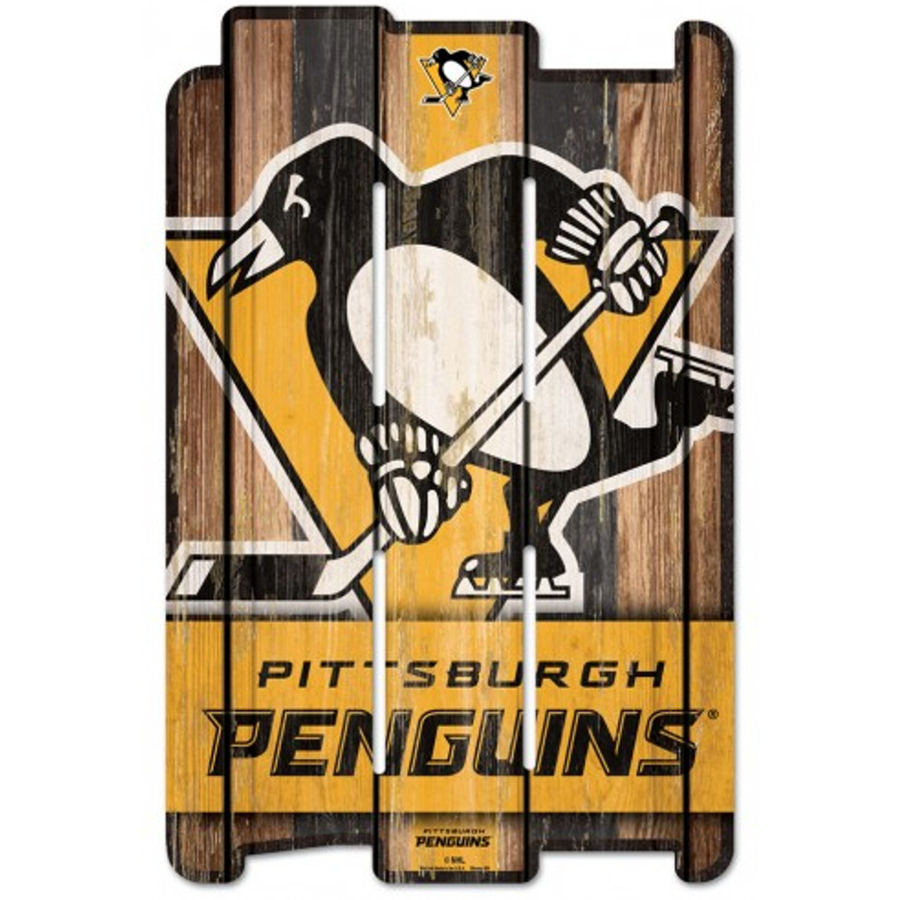 Pittsburgh Penguins Sign 11x17 Wood Fence Style