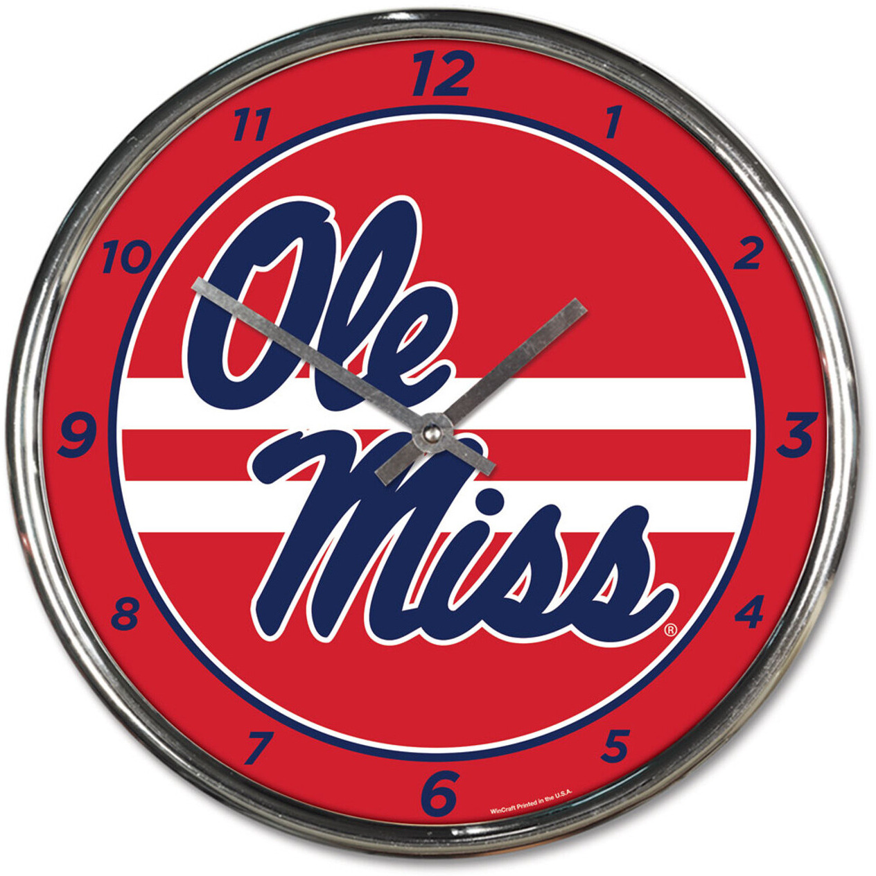 Mississippi Rebels Clock Round Wall Style Chrome