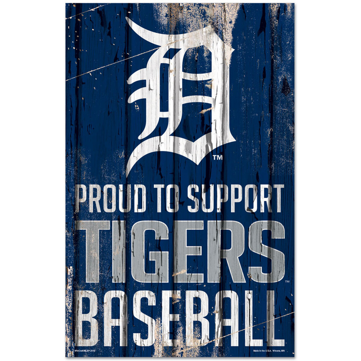 Detroit Tigers Sign 11x17 Wood Proud to Support Design - Special Order