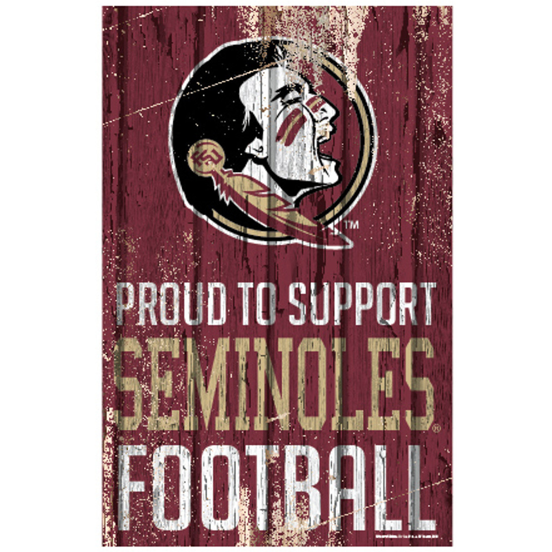 Florida State Seminoles Sign 11x17 Wood Proud to Support Design - Special Order