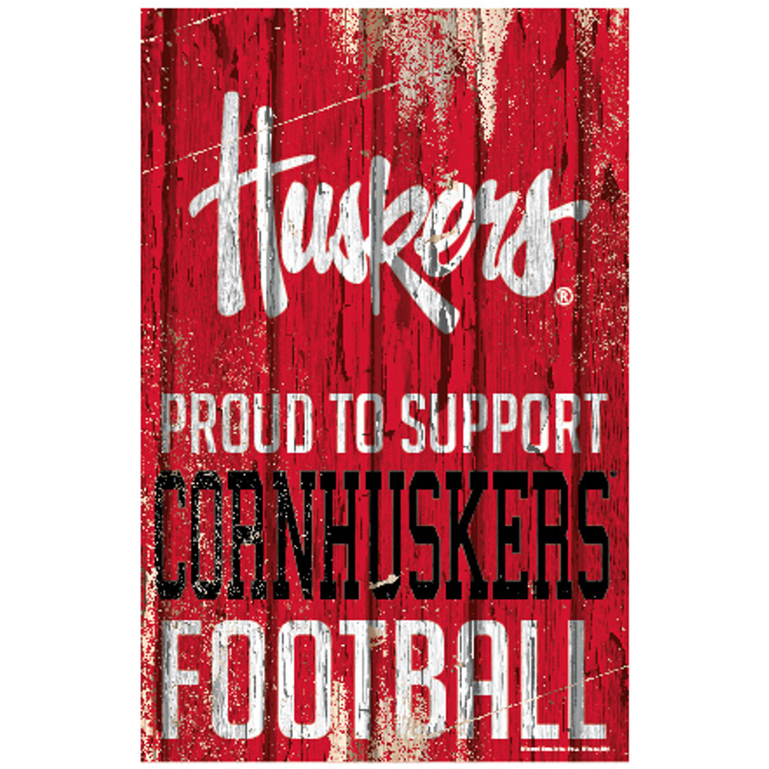Nebraska Cornhuskers Sign 11x17 Wood Proud to Support Design