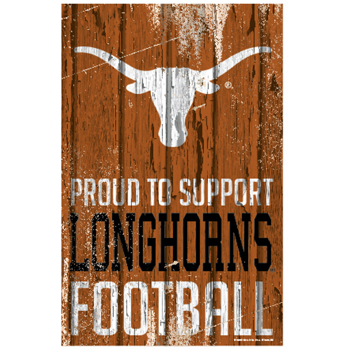 Texas Longhorns Sign 11x17 Wood Proud to Support Design