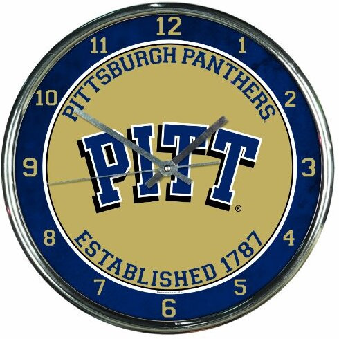 Pittsburgh Panthers Round Chrome Wall Clock