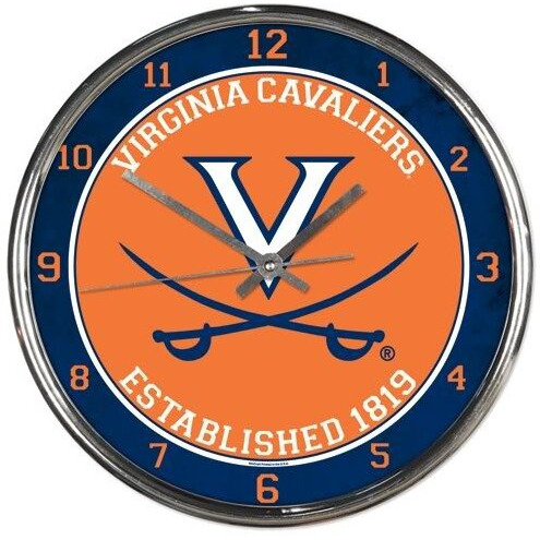 Virginia Cavaliers Clock Round Wall Style Chrome