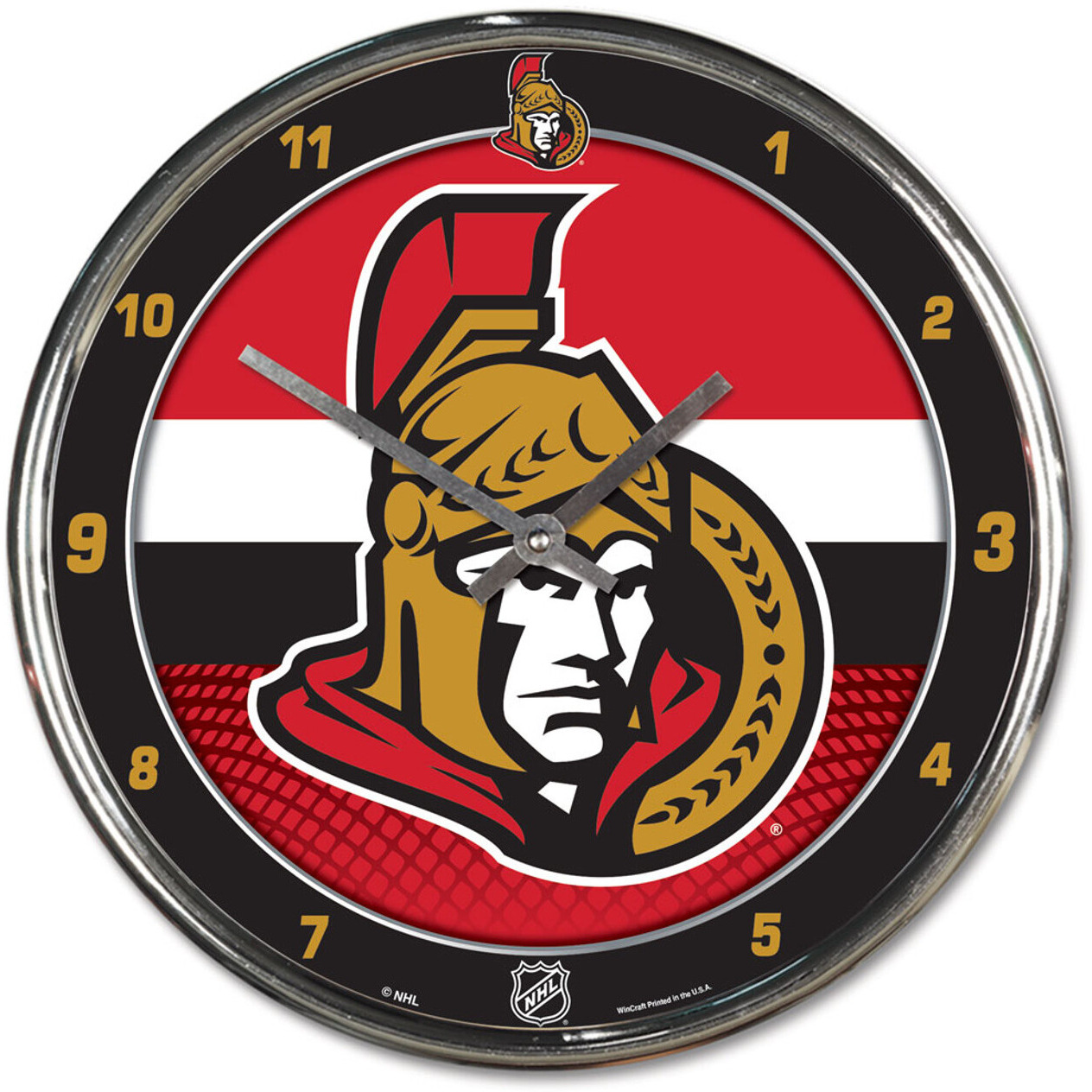 Ottawa Senators Clock Round Wall Style Chrome