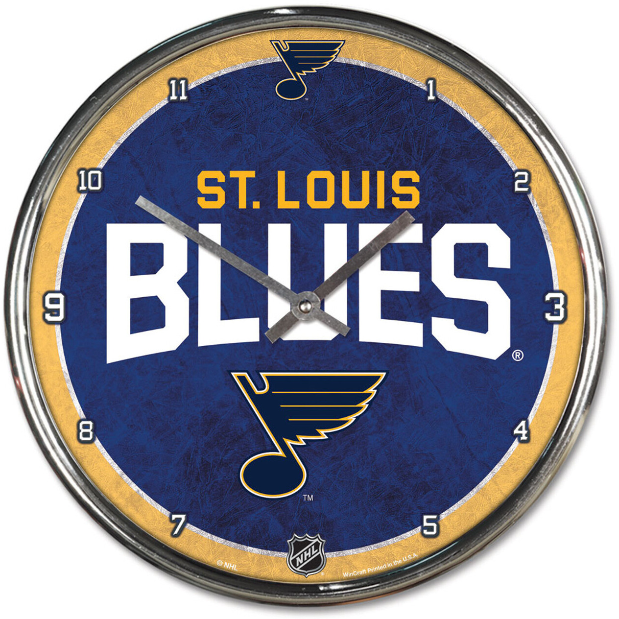 St. Louis Blues Clock Round Wall Style Chrome