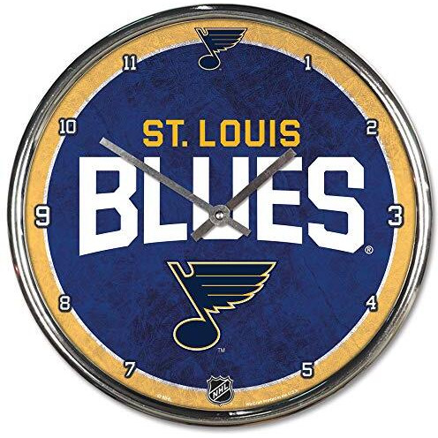 St. Louis Blues Clock Round Wall Style Chrome