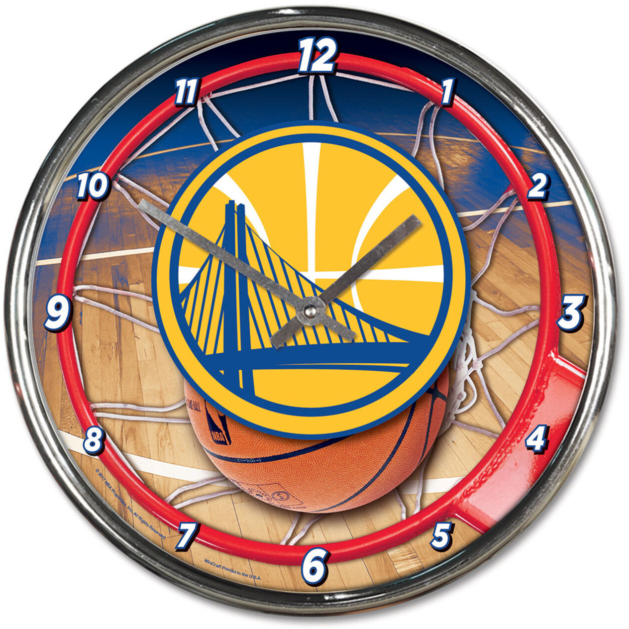 Golden State Warriors Clock Round Wall Style Chrome