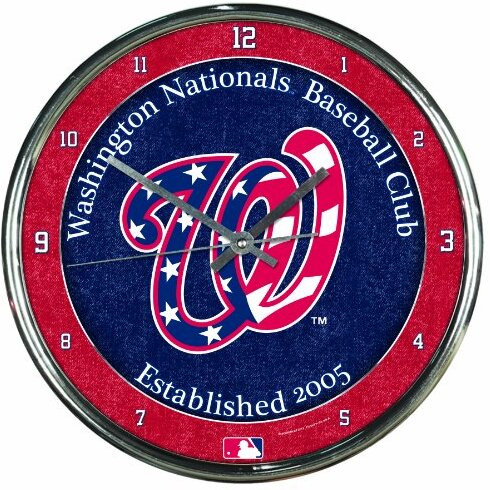Washington Nationals Clock Round Wall Style Chrome