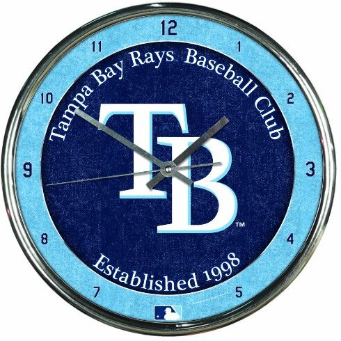 Tampa Bay Rays Clock Round Wall Style Chrome