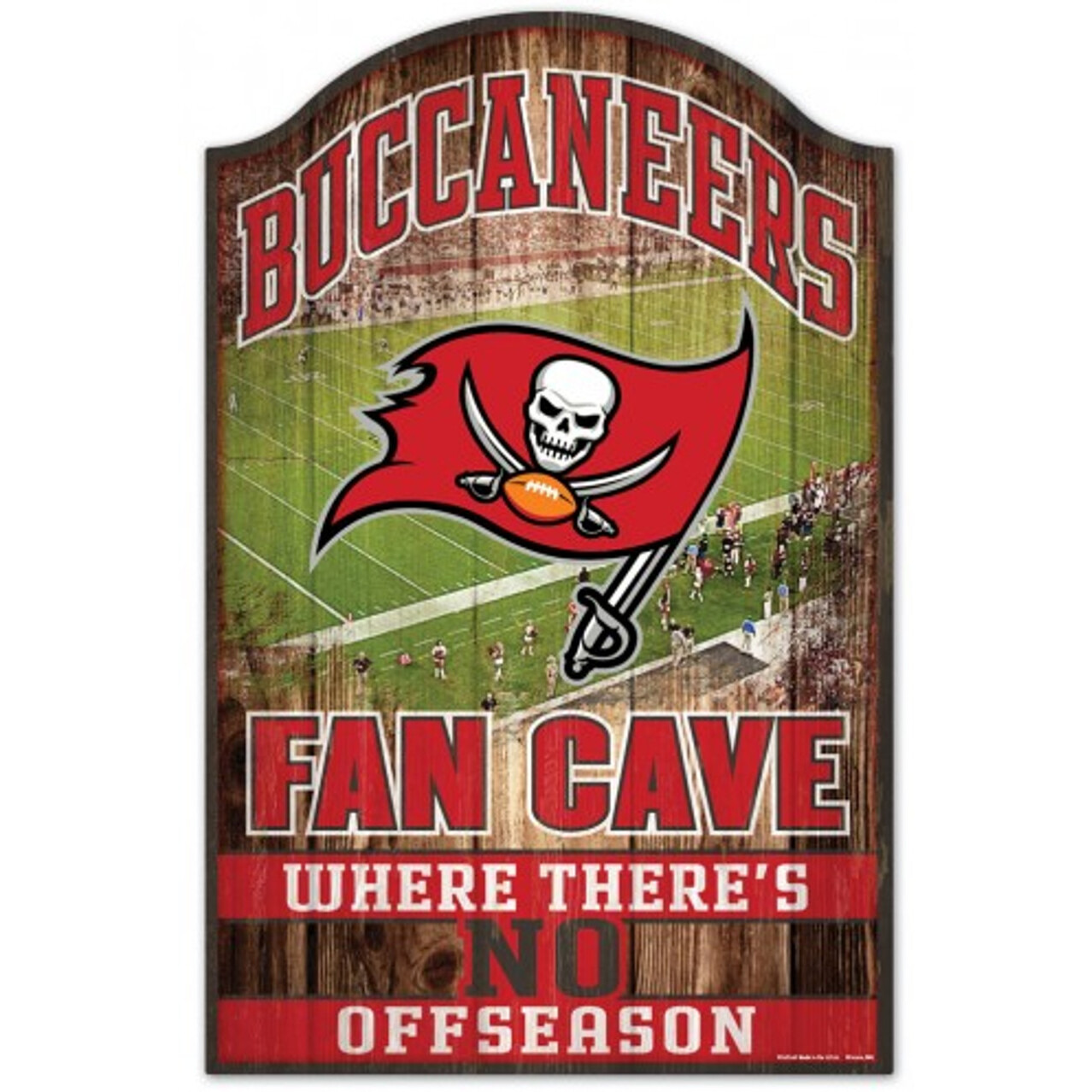 Tampa Bay Buccaneers Sign 11x17 Wood Fan Cave Design