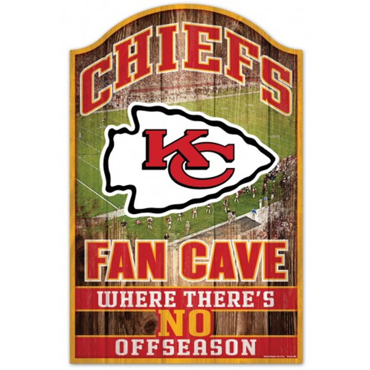 Kansas City Chiefs Sign 11x17 Wood Fan Cave Design
