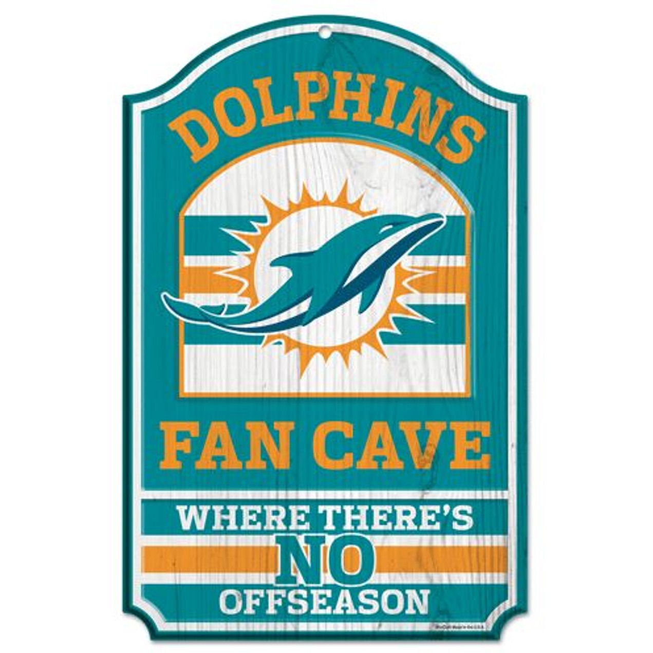 Miami Dolphins Wood Sign - 11&quotx17" Fan Cave Design