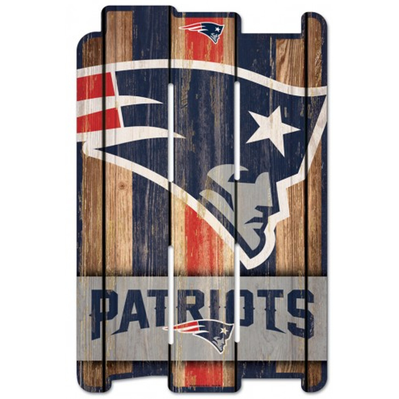 New England Patriots Sign 11x17 Wood Fence Style